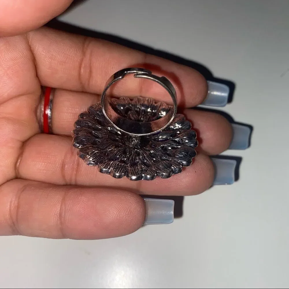 Purple Hearts Beaded Faux Ring